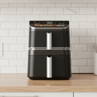 Anbolife Nouveauté 2026 Fabricant OEM DOM Personnalisable Friteuse à air double compartiment 13L (6.5L+6.5L) avec panneau numérique