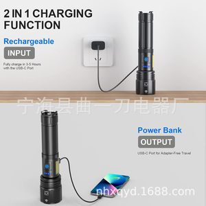 Lampe de poche Led rechargeable, 5000Mh, lumière latérale Cob, torche extérieure étanche avec câble Usb, lumière blanche haute intensité - Product Image 4