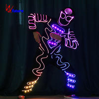 Costume lumineux pour hommes Veste lumineuse Costume Led pour hommes Costume de scène Noir 1 pièce Adultes Ensembles Performance Stage & Dancerwear