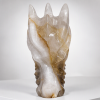 Crânes de dragon en quartz naturel sculptés à la main, tailles personnalisées, pierres précieuses de guérison, figurine DIY, décoration intérieure