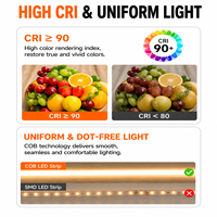 Tira de Luces LED COB de 220 V, 288 LED/m, Alta Luminosidad, Flexible, Impermeable, Cinta Adhesiva, Sin Necesidad de Controlador, Conexión Directa, Decoración del Hogar