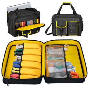 Tool Messenger Bag 44.5x40x8.5cm Multi Compartment Water Resistant Nylon Lining Yellow Tool Storage For Electrician Woodworking - Product Image 1