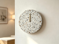 Horloge murale décorative en terrazzo, cadran rond en terrazzo, aiguilles en métal laiton, décoration murale pour la maison