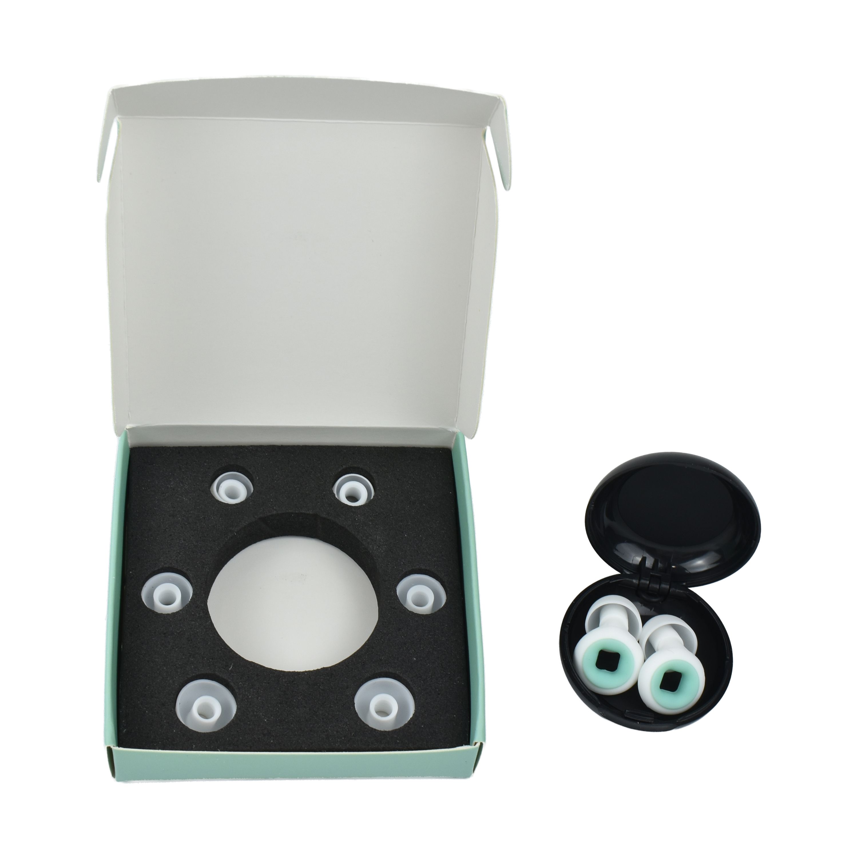 เหรียญทองแดงสีขาวสีเขียวพร้อมที่ครอบหู 3 คู่