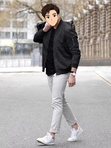 Lightweight Men's Reversible Slim Zip-Up Stand Collar Bomber <strong>Jacket</strong> for Spring Fall Winter with Front Pocket Thin Windbreaker - Product Image 6