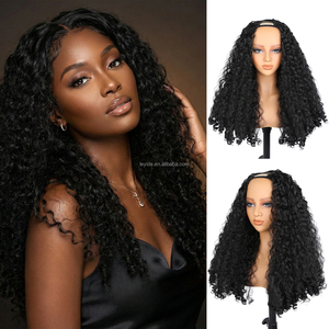 <span class=keywords><strong>Parrucca</strong></span> <span class=keywords><strong>Afro</strong></span> Riccia Naturale in Fibra Sintetica Resistente al Calore, Parte a U, Senza Colla, Effetto Yaki Bouncy - Product Image 1