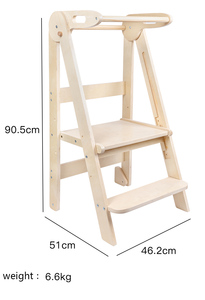 Có Thể Điều Chỉnh Gấp Bước Phân Cho Bé Và Trẻ Mới Biết Đi Nhà Bếp Trợ Giúp Bằng Gỗ Có Thể Gập Lại Montessori Trẻ Em Học Tập Tháp - Product Image 3