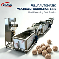 Lini Produksi Bakso Otomatis Efisiensi Tinggi dengan Penggiling, Pemotong Mangkuk, Pembentuk, Perebus, dan Pendingin untuk Pabrik Pengolahan Daging
