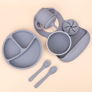 Antidérapant bébé Led sevrage alimentation avec sucette micro-ondes sûr de qualité alimentaire 7 pièces Silicone bébé alimentation ensemble - Product Image 1