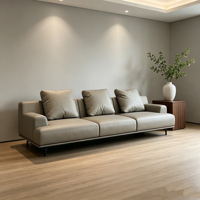 Ensemble de canapé-lit carré en cuir pleine fleur avec rembourrage en éponge, design moderne pour une sensation de qualité supérieure et une amélioration de l'espace domestique