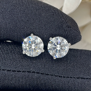 Bông tai kim cương nhân tạo mọc trong phòng thí nghiệm, kiểu Martini, 3 chân, 0.3CT - 1CT, tròn, màu DEF, độ tinh khiết VVS VS, chứng nhận IGI, vàng 10k/14k, công nghệ CVD/HPHT - Product Image 2