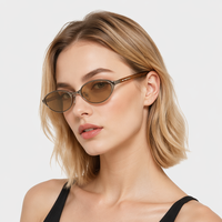 Lunettes de soleil métalliques polarisées UV400, forme ovale étroite, style vintage années 90, pour la mode urbaine et le quotidien, unisexe - Ventes flash