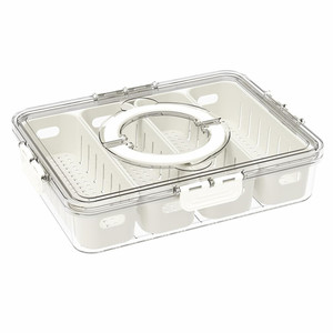 Kitchen Portable Plastic <b>Spice</b> Storage Container Snack Storage Box Snackle Box Clear Divided Serving <b>Tray</b> with Lid and Handle - Product Image 2