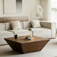 Table basse carrée en bois noir de luxe, style moderne et minimaliste, pour salon domestique