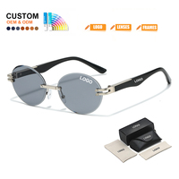 Lunettes de soleil sans monture personnalisées avec logo, bords taillés en diamant, charnière métallique Trident, design de créateur, vente en gros, mode homme femme