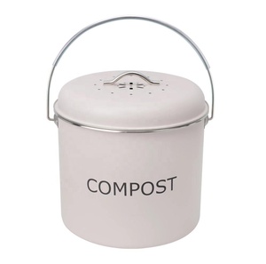5L Kitchen Compost Bin Retro Garden Compost Bucket With Lid Indoor Trash Can Charcoal Filter Bucket