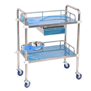 Carrito de Acero Inoxidable para Hospital, Carrito Quirúrgico de 3 Niveles con Cajón y Ruedas - Product Image 6