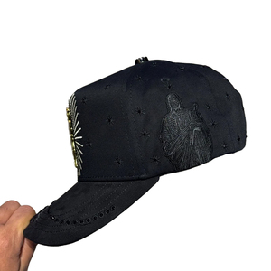 Casquette San Judas Tadeo de style nouveau et luxueux, broderie 3D, croix en métal, strass, patch en métal, logo personnalisé, casquette en daim religieuse Tadeo - Product Image 6