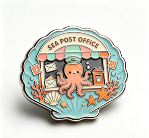 Enamel Metal <b>Badge</b> <b>Pin</b> Octopus Post Office Shell Shape Zinc Alloy Emblem Souvenir for Gift and Collection - Product Image 4