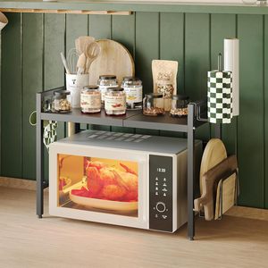 Étagères de rangement de comptoir de cuisine en métal à 2 niveaux avec porte-serviettes en papier et planche à découper Étagère <span class=keywords><strong>pour</strong></span> four à micro-ondes - Product Image 1