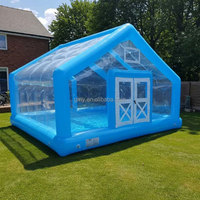 Mainan Air Taman Belakang Rumah GMY Inflatables, Kolam Renang Tiup Transparan dengan Atap untuk Anak-Anak