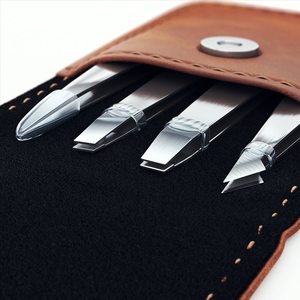 Professional 4-Piece Precision Eco-Friendly Lightweight Stainless Steel Eyebrow Tweezers Set Curved Design Includes PU Leather - Product Image 1