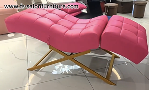 Best Selling Beauty Salon Furniture Black Leather Eyelash Bed Luxury Gold Metal Base Curved Massage Eyebrow Bed - Product Image 5