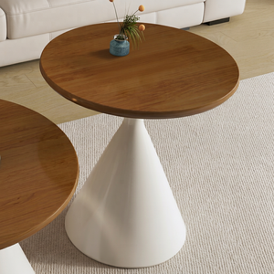 Modern <b>Round</b> Wood Coffee <b>Table</b> Minimalist Design Living Room Furniture - Product Image 1