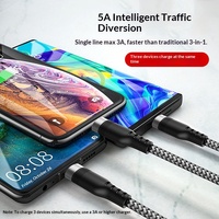Câble de charge rapide USB 3 en 1 personnalisé en usine avec connecteur multiple pour iOS, Huawei, Android