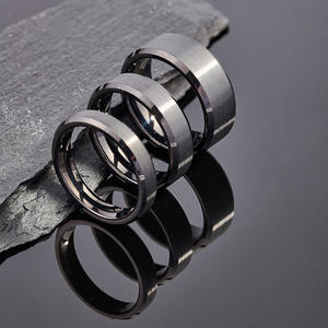 Tempusort <span class=keywords><strong>2</strong></span>/4/6/8mm Zwarte Tungsten Ringen voor Mannen Klassieke Op Maat Gemaakte Logo Sieraden Paar Afgeschuinde Rand Geborsteld Trouwring Waterdicht - Product Image 3