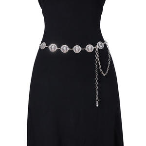 Cadena de cintura metálica para mujer, estilo europeo-americano, con diseño de monedas, accesorio de moda para vestido de fiesta, de aleación de zinc, de una sola vuelta. - Product Image 2