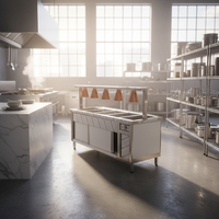 Bain-marie commercial pour buffet avec éclairage, en acier inoxydable, design moderne, démontable
