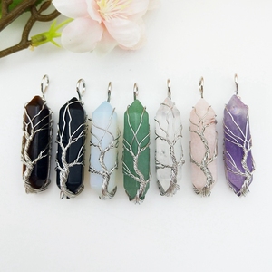 <span class=keywords><strong>Pendentif</strong></span> en pierre naturelle en gros, cristal, stylo, <span class=keywords><strong>arbre</strong></span> <span class=keywords><strong>de</strong></span> <span class=keywords><strong>vie</strong></span>, pendentifs enroulés assortis, double pointe, charme pour la fabrication <span class=keywords><strong>de</strong></span> colliers - Product Image 2