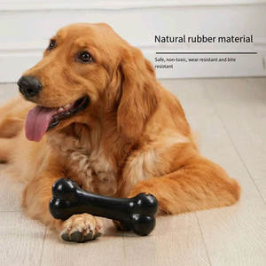 タフな咬傷に強い犬の黒い骨のおもちゃ天然ゴム中型および大型犬のペットトレーニング漏れやすい食品インタラクティブな犬のおもちゃ - Product Image 5