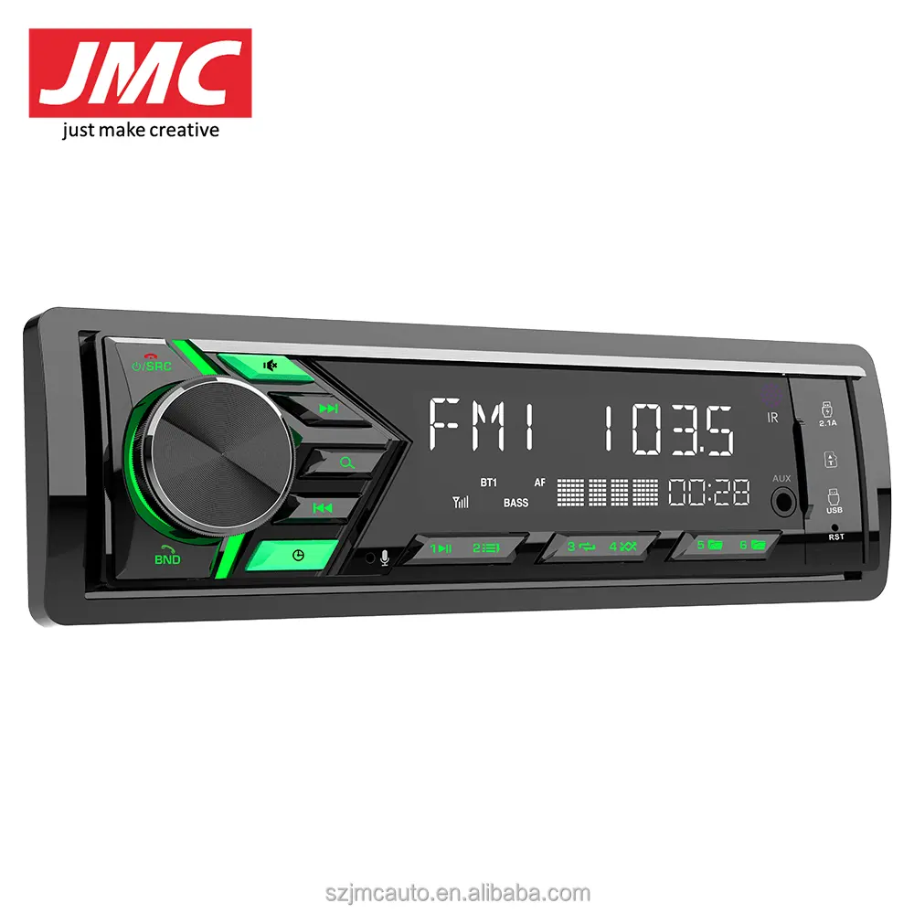 JMC vendite calde singolo Din universale MP3 Aux In autoradio FM porta USB 12V Multimedia per autoradio