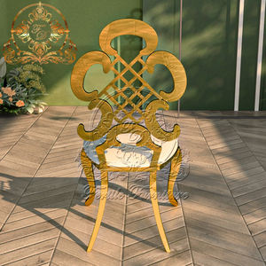 Haute qualité or dossier haut chaise en acier inoxydable Banquet blanc en cuir hôtel événement chaise de mariage - Product Image 1