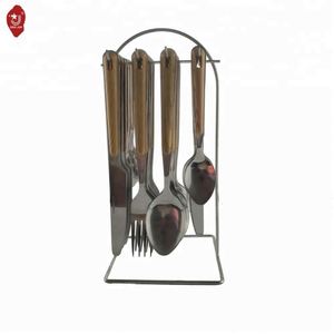 Wholesale High Grade <b>Plastic</b> Handle Spoons and Forks <b>Sets</b> 24 PCS Stainless Steel Flatware <b>Sets</b> With Shelf - Product Image 5