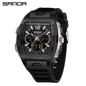 นาฬิกาดิจิตอล SANDA 3396 รุ่นยอดนิยม ดีไซน์ทรงกระบอก นาฬิกาสปอร์ตแฟชั่นลำลอง กันน้ำ พร้อมฟังก์ชั่นแสดงเวลาโลก ตั้งปลุก และเรืองแสง - Product Image 1