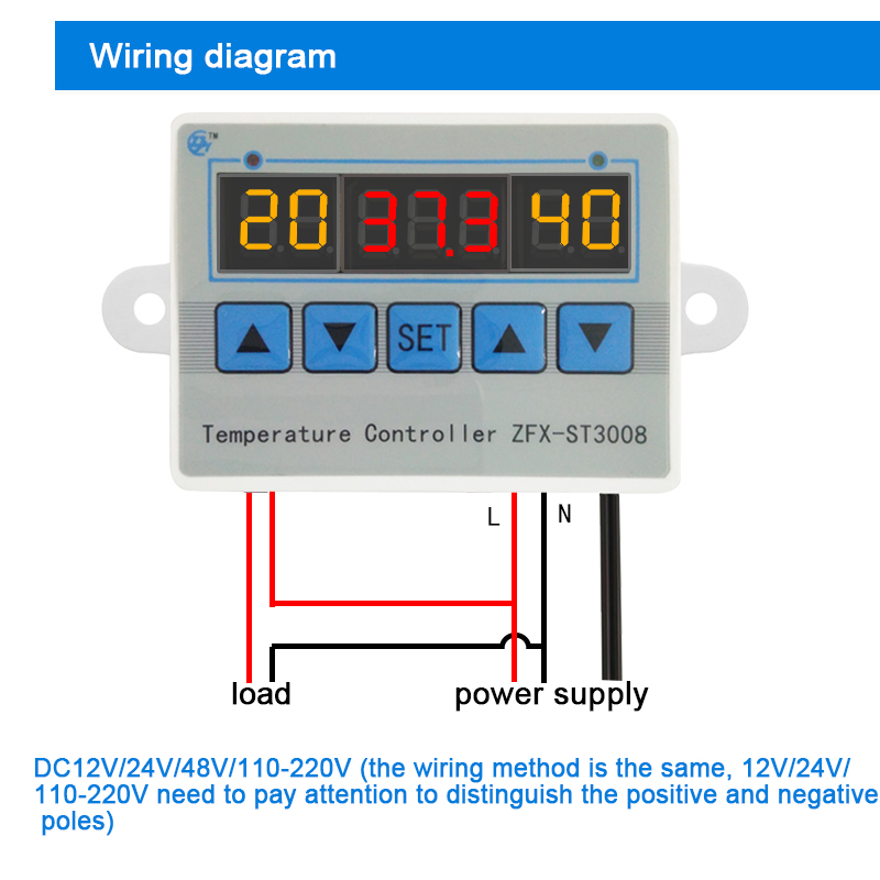 Zfx-st3008 Multifunctional Time Temperature Control Switch Intelligent Digital Display Thermostatdc12-60v 3 Months 76*55*31mm(图3)