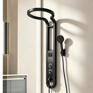 Cross <b>Border</b> All Copper Waterfall Shower Set With Digital <b>Display</b> Temperature Control Large Circular Rain Head - Product Image 3