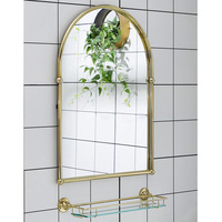 Miroir de maquillage mural LED tactile étanche en acier inoxydable doré, style rétro moderne français européen, pour toilettes et lavabos