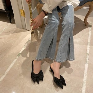 Nuevos Mules de Moda 2025 con Punta en Pico y Tacón Bajo de Seda para Mujer - Product Image 6