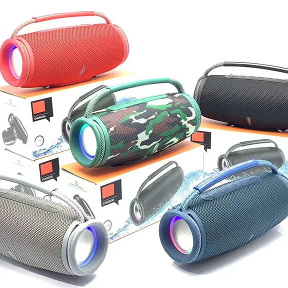 Speaker Portabel, pengeras suara nirkabel Bt Boom Box tahan air musik Hi Fi Bass Soundboard Rgb