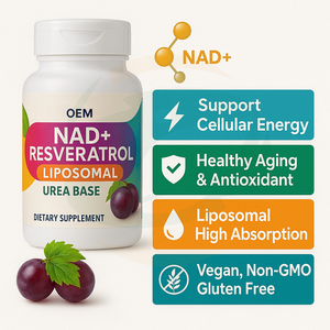 OEM kapsul nikotinamida Riboside dengan Resveratrol Liposomal Urolithin a kapsul suplemen Vegan NAD + kapsul Resveratrol - Product Image 4