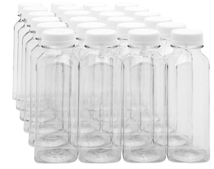F 16 oz Clear Plastic Juice/Dressing PET Square Container Bottles Smoothie Bottles Drink Juice Containers with Lids