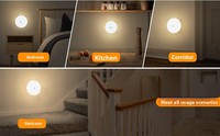 Lampe de bureau à induction, petite veilleuse circulaire, rechargeable par USB, LED sensible au corps humain, intensité réglable, éclairage intérieur
