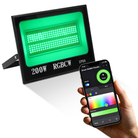 Projecteur LED RGBCW 200W AC110V, projecteur multicolore, contrôle par application Wifi, réflecteur RGB, 12V 24V, projecteur extérieur