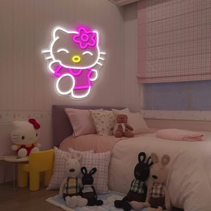 Letrero de Neón Acrílico Personalizado de Hello Kitty, Linda Luz de Neón LED Rosa y Blanca para Decoración de Pared de Dormitorio - Product Image 2