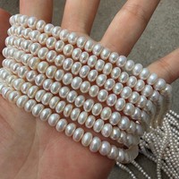 Perles d'eau douce naturelles blanches de 6 mm, forme baroque, style 'Steamed Bun Abacus Plate', sans graines, pour DIY, forte luminosité, 36 cm de long, 78 pièces