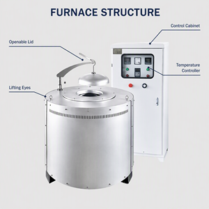 Four <span class=keywords><strong>de</strong></span> fusion à induction électrique RD-80 Mini, capacité <span class=keywords><strong>de</strong></span> 300 <span class=keywords><strong>kg</strong></span> pour la fusion <span class=keywords><strong>de</strong></span> la ferraille, des lingots <span class=keywords><strong>de</strong></span> laiton, <span class=keywords><strong>d</strong></span>'<span class=keywords><strong>or</strong></span> et <span class=keywords><strong>d</strong></span>'argent, pour utilisation en fonderie - Product Image 3